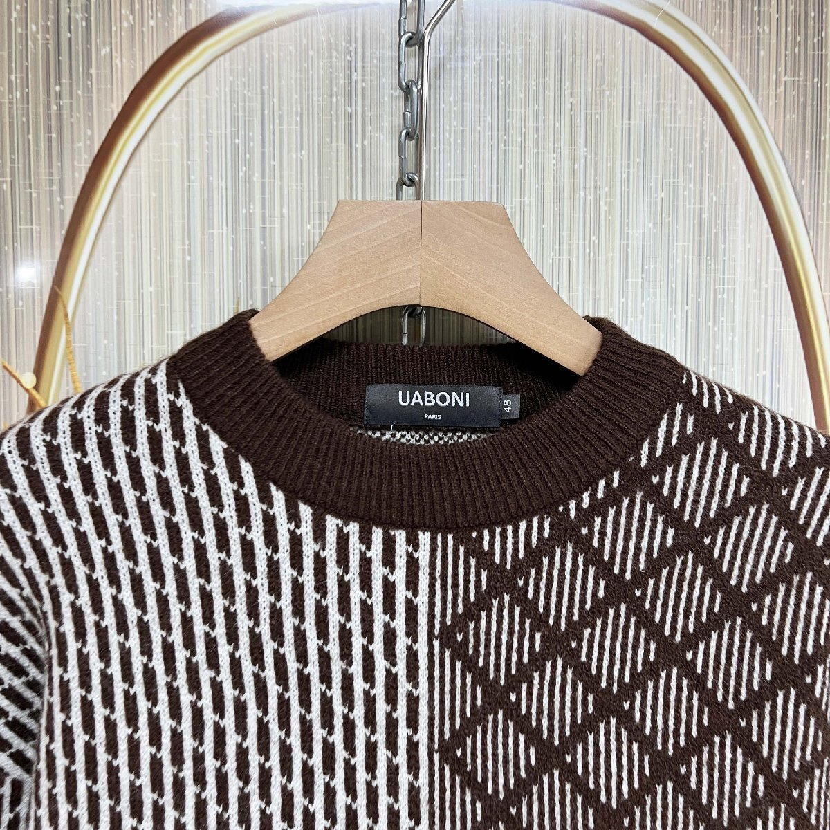 EU製＆定価4万◆UABONI*ユアボニ*セーター*ユアボニ*パリ発◆ウール混 ソフト パッチワーク 幾何学模様 トップス トレーナー カジュアル L_画像3