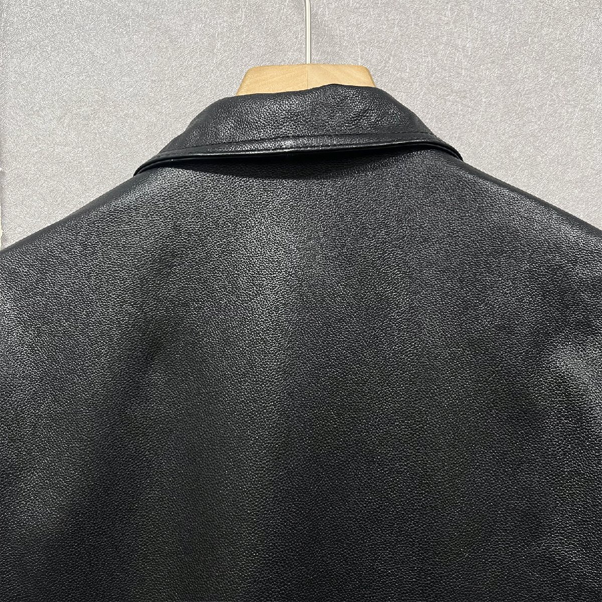 高級・レザージャケット 定価12万◆Emmauela・イタリア・ミラノ発◆牛革 レザー 柔らか 光沢 アウター ライダース 革ジャン バイク M/46_画像5