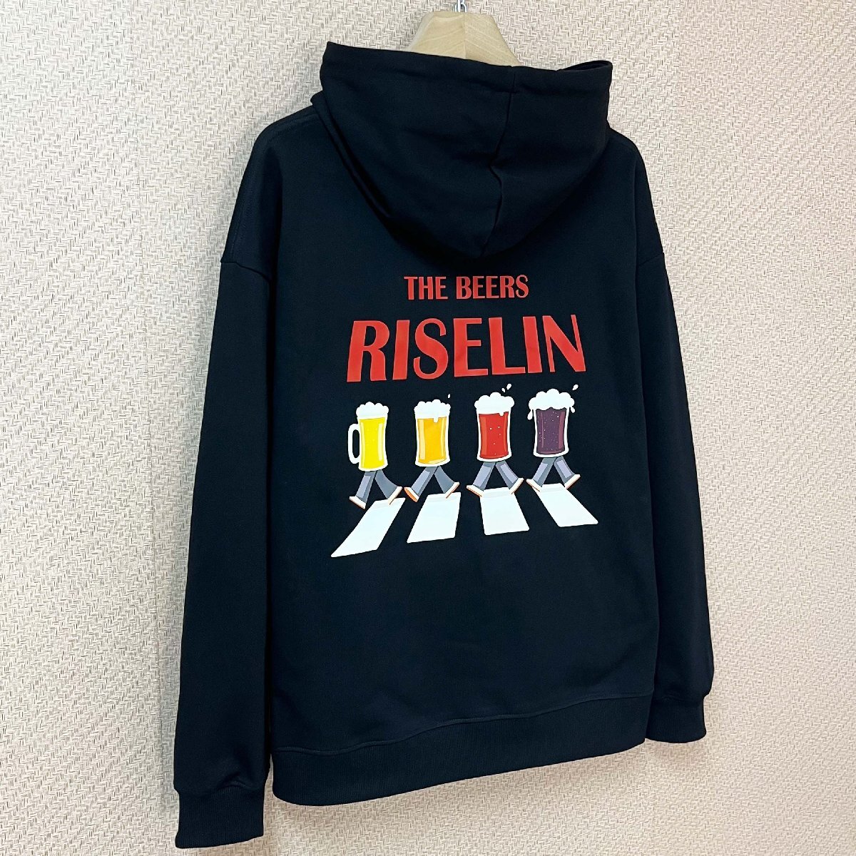 高級ヨーロッパ製※定価4万◆ブルガリア発※RISELIN パーカー コットン100％ ソフト 暖かい ビール 遊び心 トップス スウェット 春秋 XL/50_画像9
