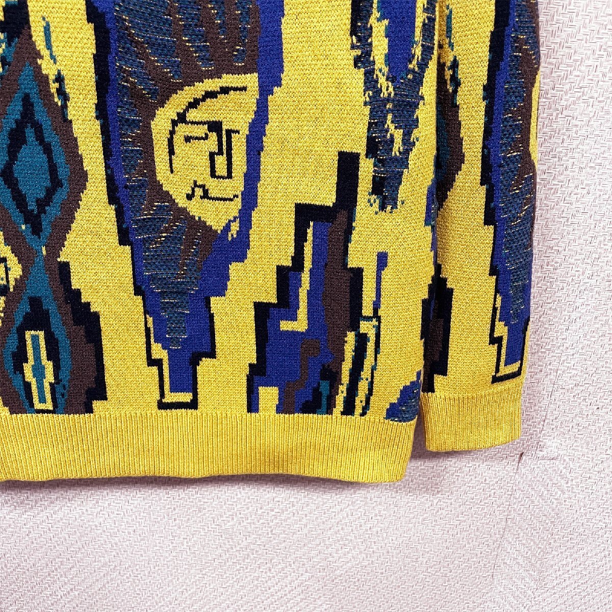 個性 ヨーロッパ製※定価5万◆ブルガリア発※RISELIN セーター ウール混 ソフト 暖か ゆったり 総柄 ニット トレーナー 秋 冬 春 XL/50_画像6