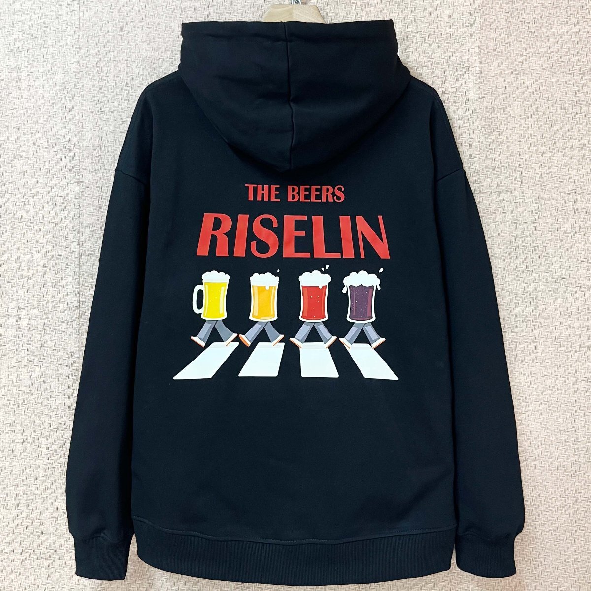 高級ヨーロッパ製※定価4万◆ブルガリア発※RISELIN パーカー コットン100％ ソフト 暖かい ビール 遊び心 トップス スウェット 春秋 XL/50_画像1