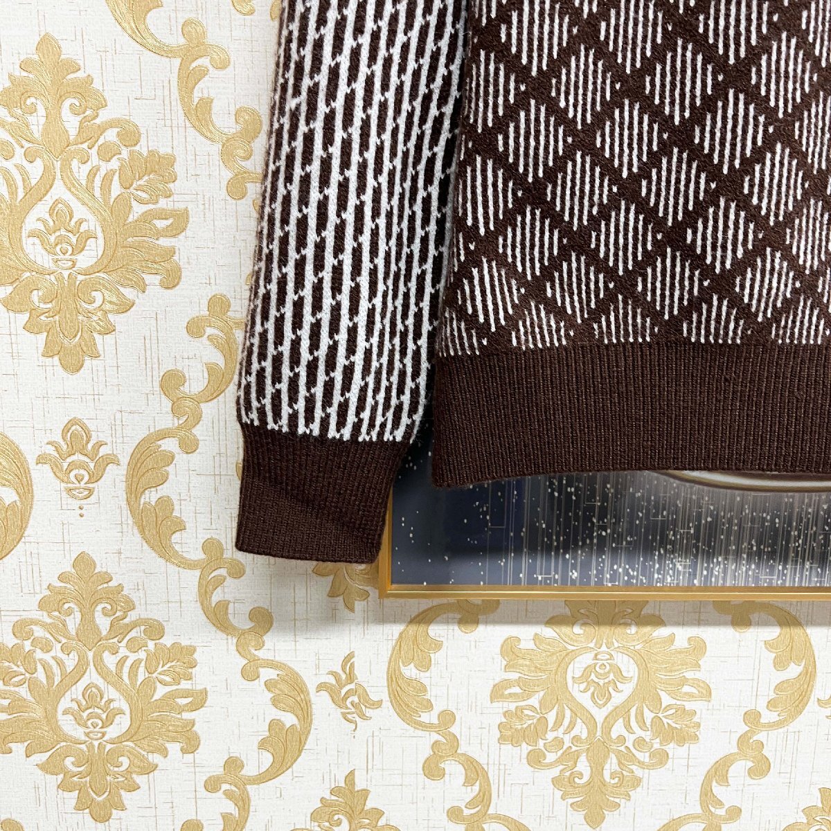 EU製＆定価4万◆UABONI*ユアボニ*セーター*ユアボニ*パリ発◆ウール混 ソフト パッチワーク 幾何学模様 トップス トレーナー カジュアル L_画像6