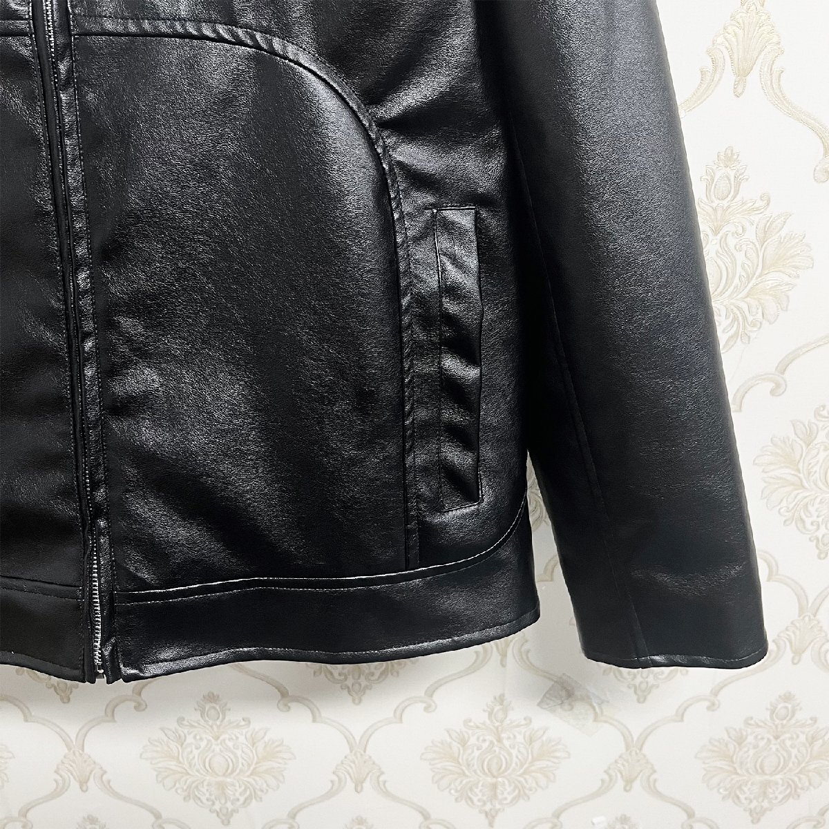 個性EU製＆定価12万◆UABONI*ユアボニ*レザージャケット*フランス*パリ発◆防水 PUレザー アメカジ ライダース カッコイイ バイク M/46_画像7