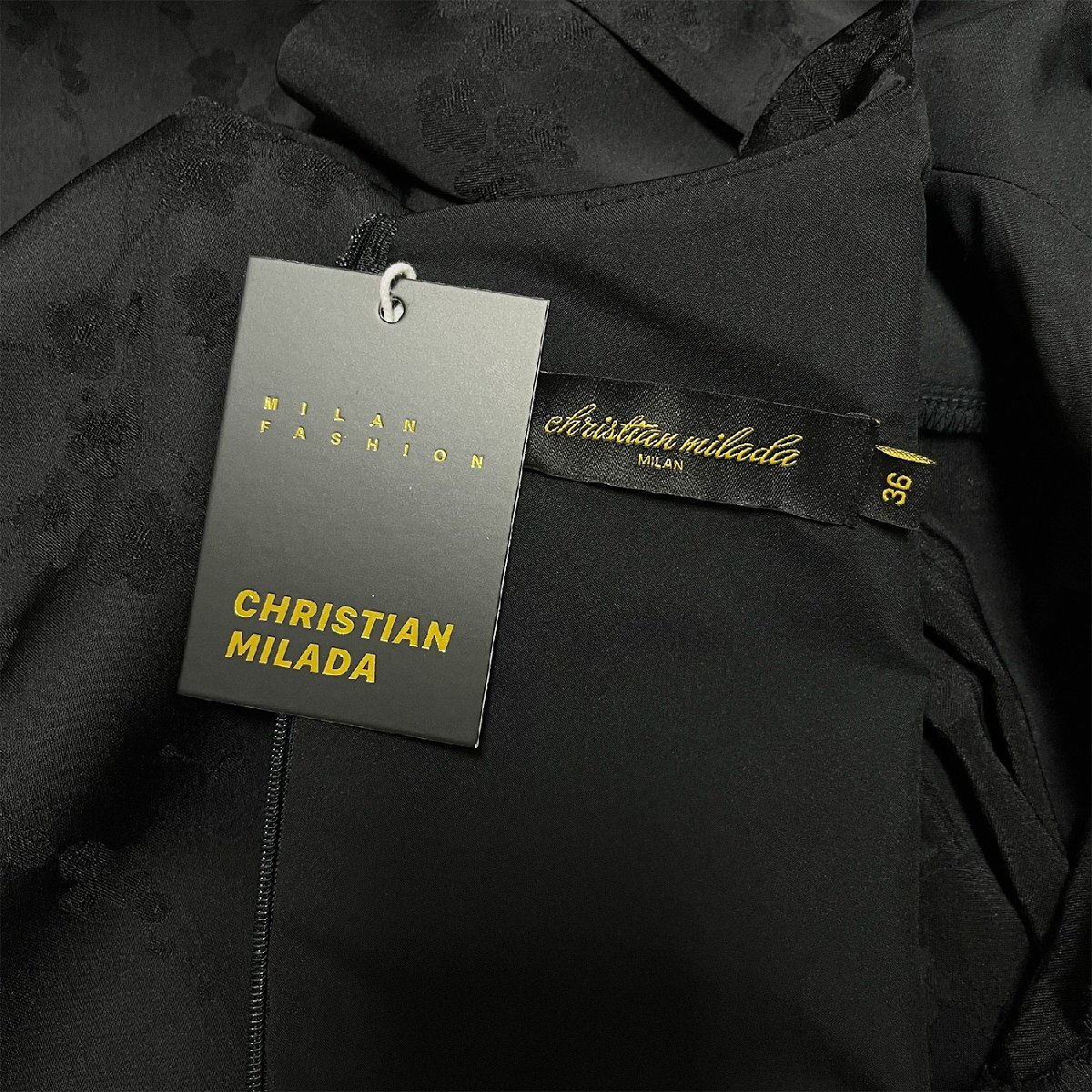 定価5万★christian milada・ミラノ発・ワンピース★シルク混 絶賛 滑らか 花柄 エレガント 半袖 ドレス 膝丈 デート レディース OL 通勤 S_画像8