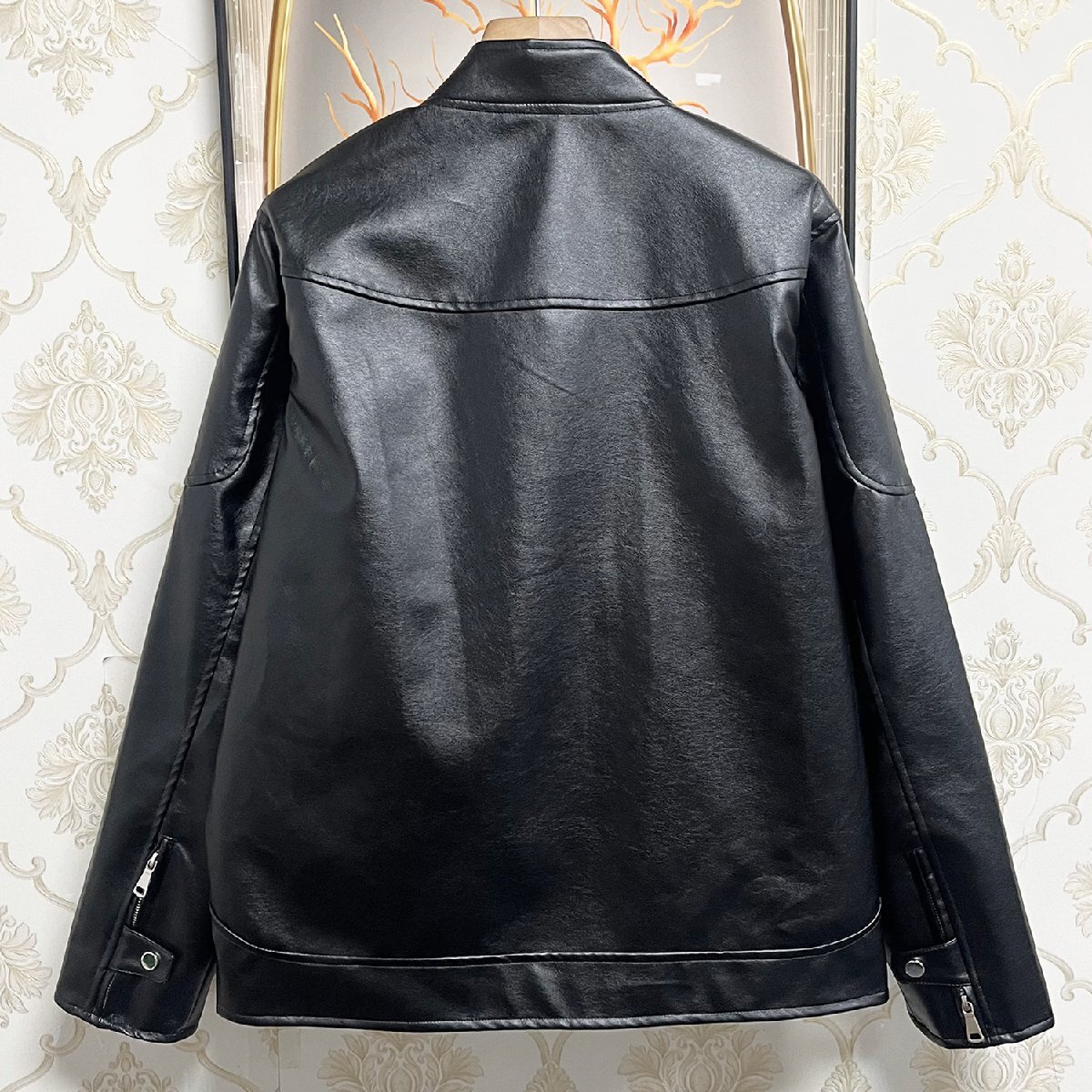 個性EU製＆定価12万◆UABONI*ユアボニ*レザージャケット*フランス*パリ発◆防水 PUレザー アメカジ ライダース カッコイイ バイク M/46_画像2