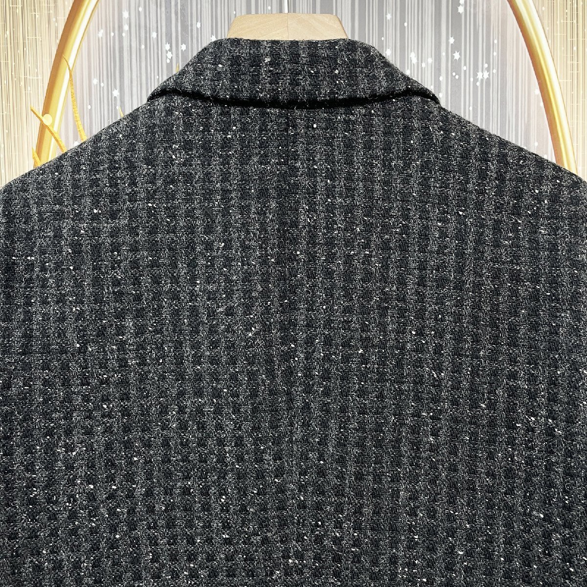 定価6万★christian milada・ミラノ発・テーラードジャケット★高級ウール混 ソフト 保温 快適 洗練 チェック柄 シック ビジネス 通勤 L/48_画像5