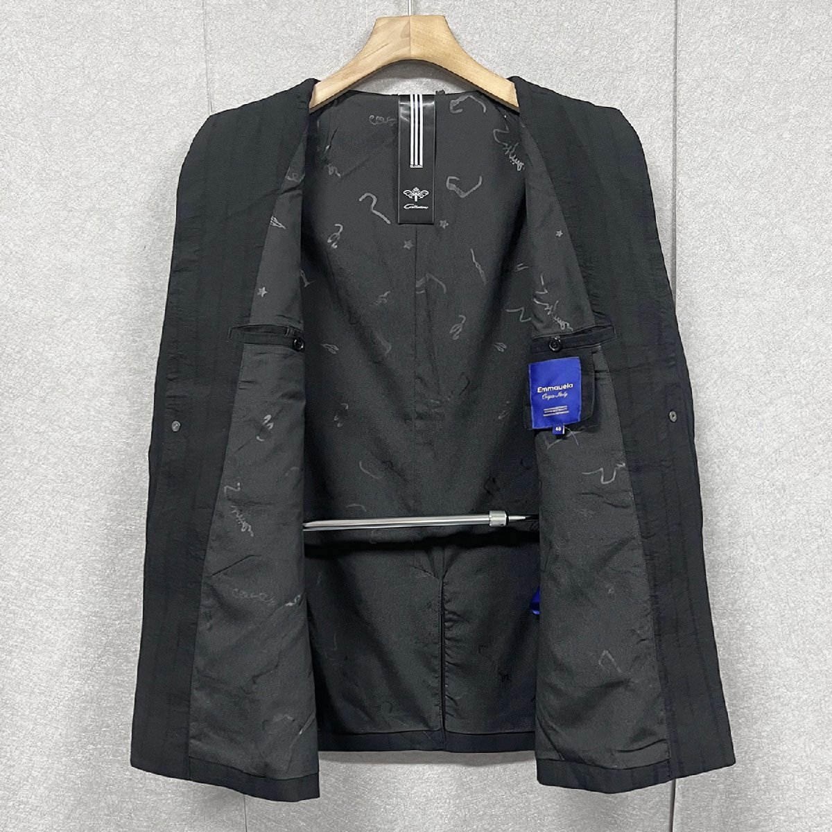 上品・テーラードジャケット 定価6万◆Emmauela・イタリア・ミラノ発◆上質 快適 ストライプ柄 スリム フォーマル スーツ メンズ L/48_画像3