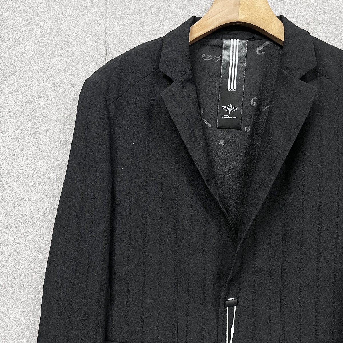 上品・テーラードジャケット 定価6万◆Emmauela・イタリア・ミラノ発◆上質 快適 ストライプ柄 スリム フォーマル スーツ メンズ L/48_画像7