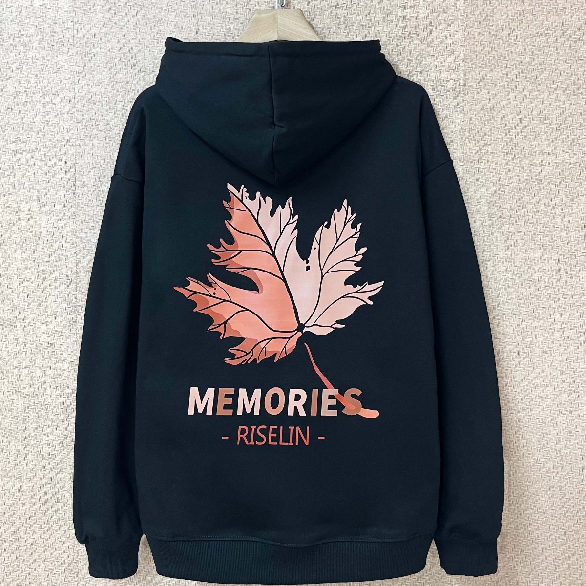 上級ヨーロッパ製※定価4万◆ブルガリア発※RISELIN パーカー 綿100％ ソフト 保温 紅葉柄 上品 スウェット トップス カジュアル XL/50_画像1