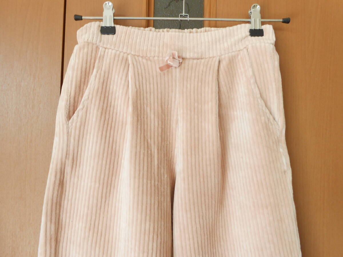 party pick 女の子　太コーデュロイのワイドパンツ/キュロットスカート　　淡いピンク　　140_画像2