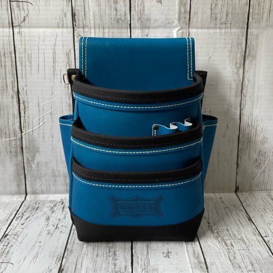 新品 ニックス 最高級グローブ革 3段腰袋 青革 バリスティックナイロン補強仕上 KGBL-301DD KNICKS_画像1