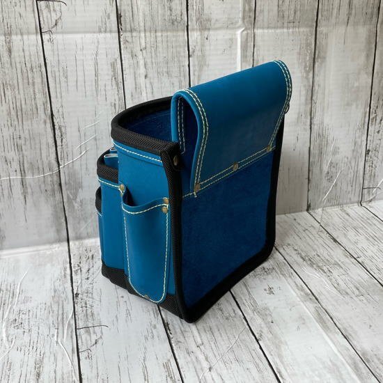 新品 ニックス 最高級グローブ革 3段腰袋 青革 バリスティックナイロン補強仕上 KGBL-301DD KNICKS_画像5