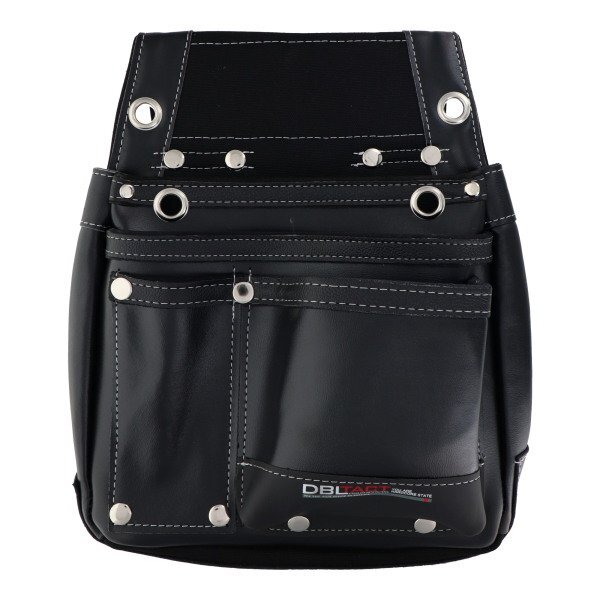 新品 DBLTACT 本革釘袋 2段 DTL-07-BK ブラック 腰袋 腰道具_画像1