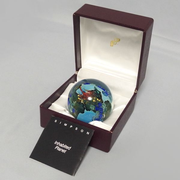 美品★Josh Simpson Inhabited Planet ペーパーウェイト 地球 宇宙 自然 プラネット ジョシュ・シンプソン★_画像1