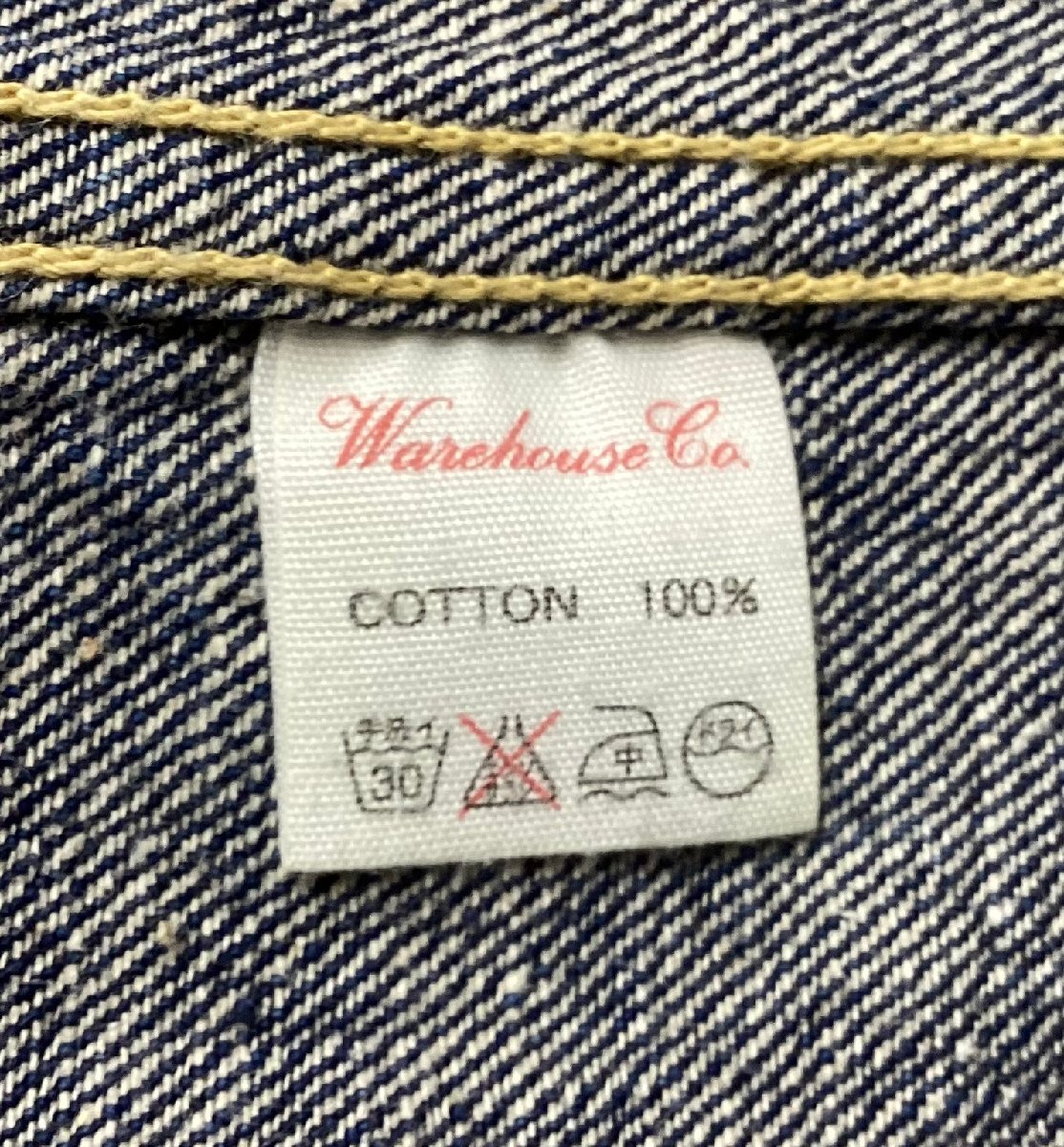 WAREHOUSE＆CO. lot 2001 ウエアハウス デニムジャケット Gジャン サイズ38 身幅：50cm 着丈：60cm ブルー系_画像4