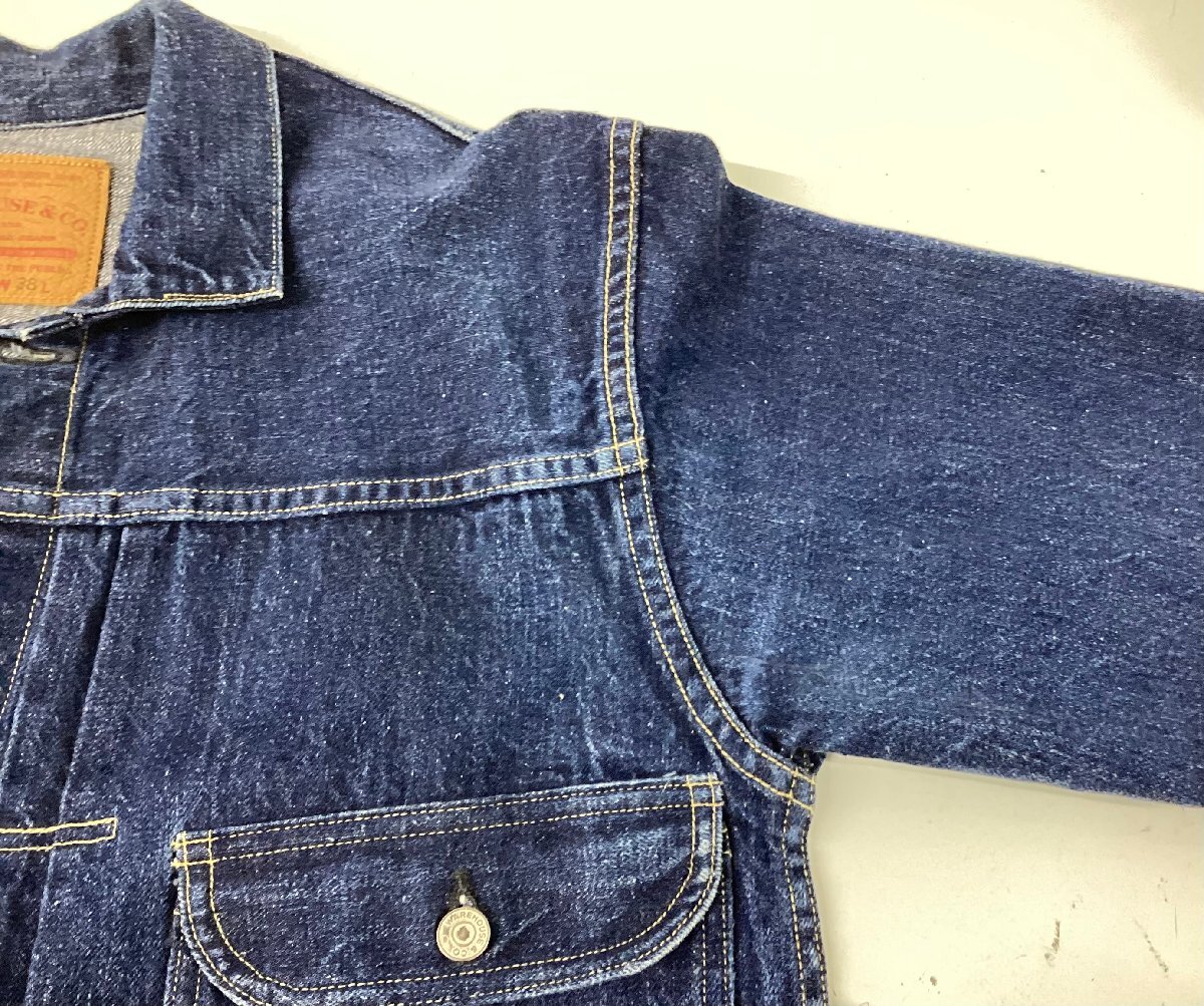 WAREHOUSE＆CO. lot 2001 ウエアハウス デニムジャケット Gジャン サイズ38 身幅：50cm 着丈：60cm ブルー系_画像7