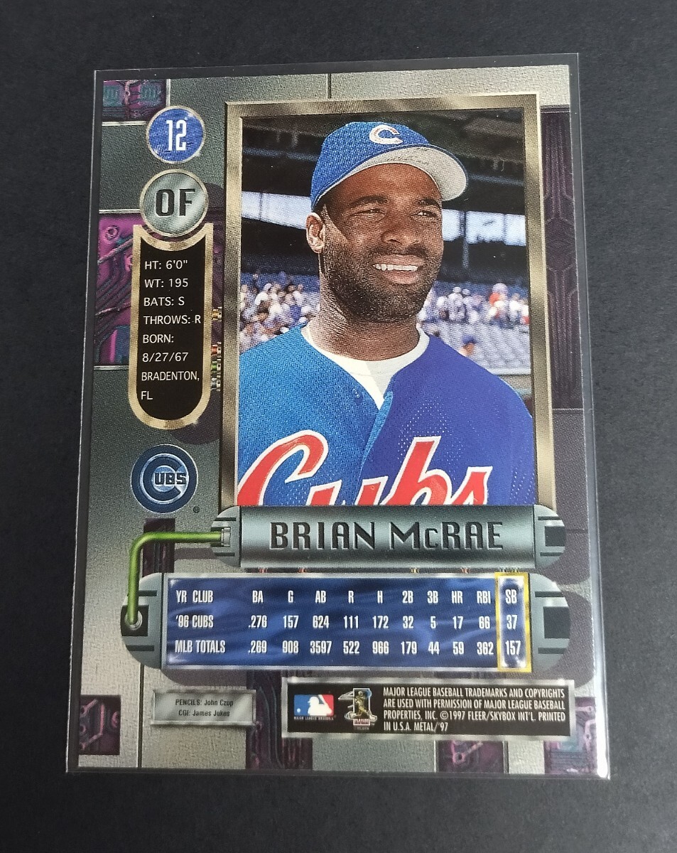 MLB 1997年fleer METAL ブライアン・マクレー(カブス)No.12。Cubs BRIAN McRAE_画像2