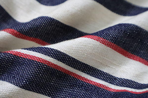 A(LeFRUDE)E ◆ マルチボーダー ヘンリーネック 半袖カットソー ネイビー×アイボリー S リネンブレンド Tシャツ アレフルード ◆QV11_画像7