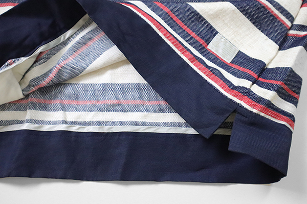 A(LeFRUDE)E ◆ マルチボーダー ヘンリーネック 半袖カットソー ネイビー×アイボリー S リネンブレンド Tシャツ アレフルード ◆QV11_画像5