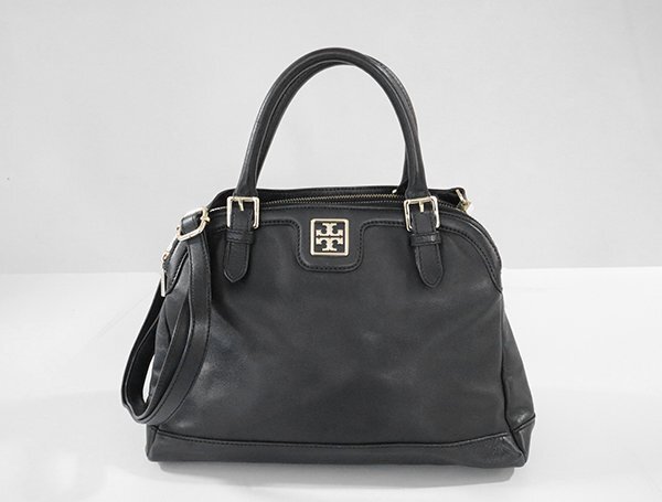 TORY BURCH ◆ レザー 2WAY バッグ 黒 ダブルTロゴ ハンドバッグ ショルダーバッグ トリーバーチ ◆G112_画像1