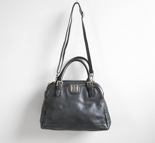 TORY BURCH ◆ レザー 2WAY バッグ 黒 ダブルTロゴ ハンドバッグ ショルダーバッグ トリーバーチ ◆G112_画像4
