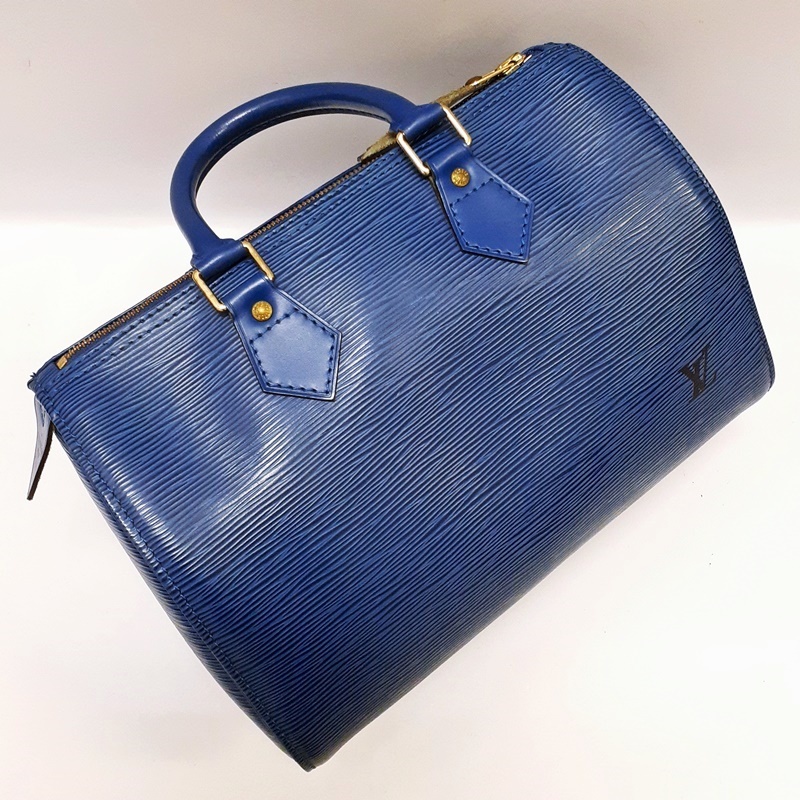 (完全現状品) LOUIS VUITTON エピ スピーディ25 M43015 ハンドバッグ ミニボストン トレドブルー パドロック(南京錠)付き ルイヴィトン_画像3