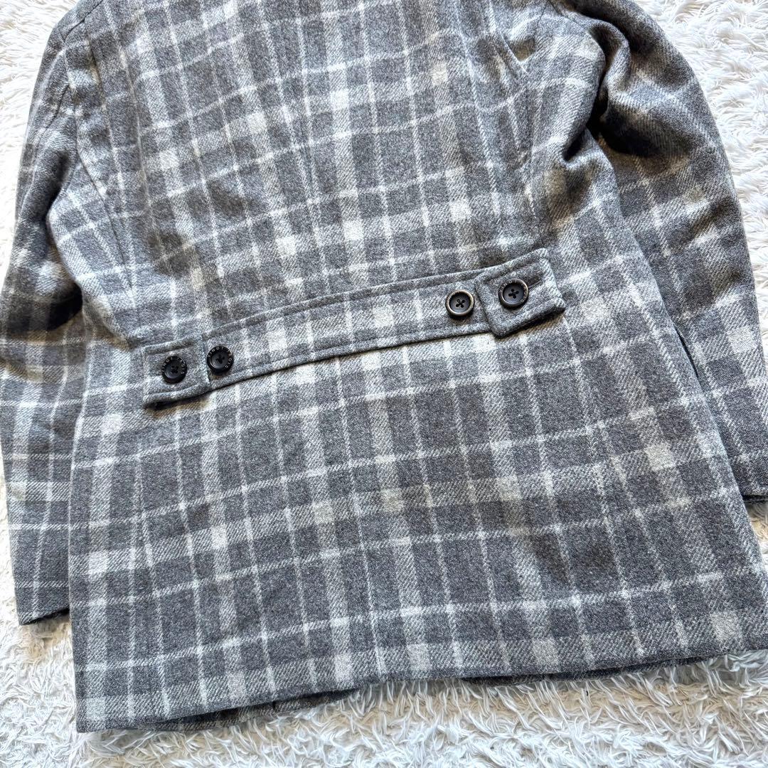 未使用級/ライナー ●ニジュウサンク 23区 2way テーラードジャケット チェック 中綿 メンズ ビジネス アウター ブレザー グレー 秋冬 46_画像8