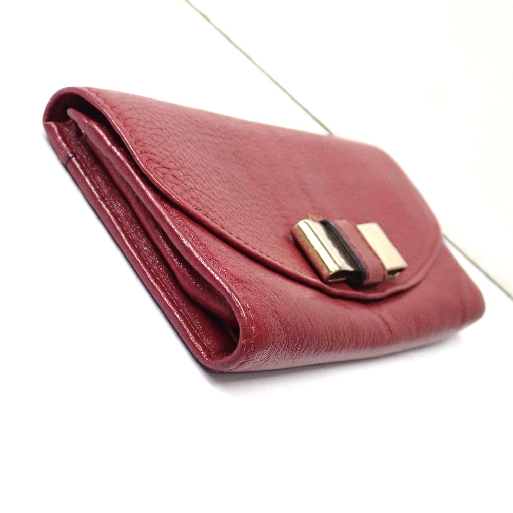 Ft632952 クロエ 長財布 二つ折り リボン 赤 レディース Chloe 中古_画像3