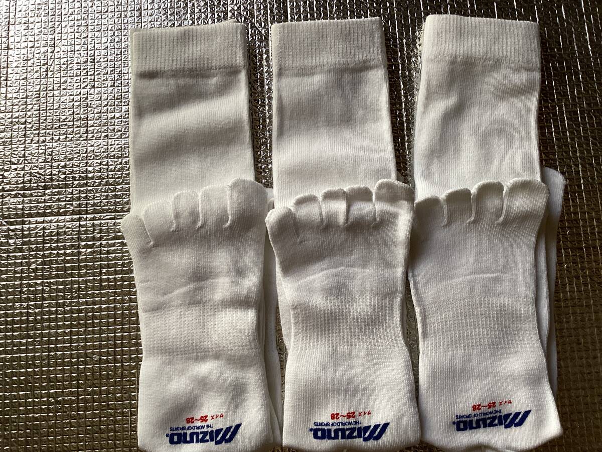 ミズノ 白の 5本指ソックス 3足組 25-28cm _画像3