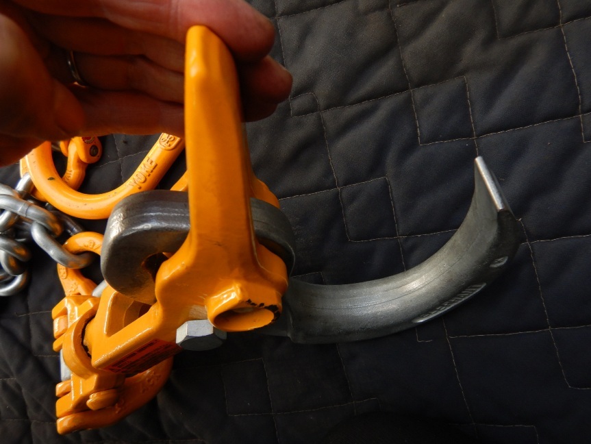 即決税0円中古程度上象印バールセッターBRC-032 敷鉄板吊り具チェーンスリング付 全長1200mm 荷重3,2t ロッキングスイベルフックBR032_画像7