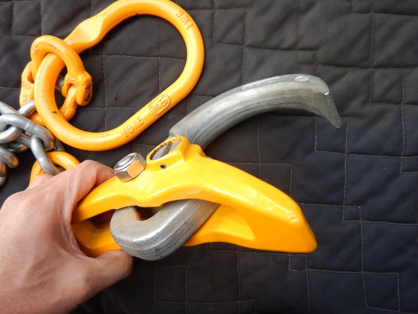 即決税0円中古程度上象印バールセッターBRC-032 敷鉄板吊り具チェーンスリング付 全長1200mm 荷重3,2t ロッキングスイベルフックBR032_画像8