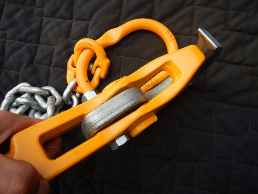 即決税0円中古程度上象印バールセッターBRC-032 敷鉄板吊り具チェーンスリング付 全長1200mm 荷重3,2t ロッキングスイベルフックBR032_画像10