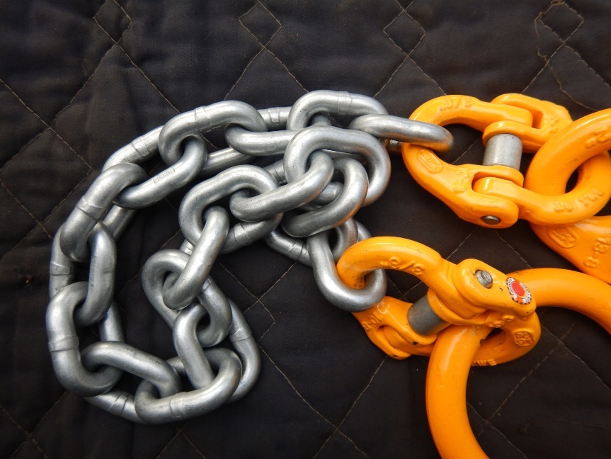 即決税0円中古程度上象印バールセッターBRC-032 敷鉄板吊り具チェーンスリング付 全長1200mm 荷重3,2t ロッキングスイベルフックBR032_画像3