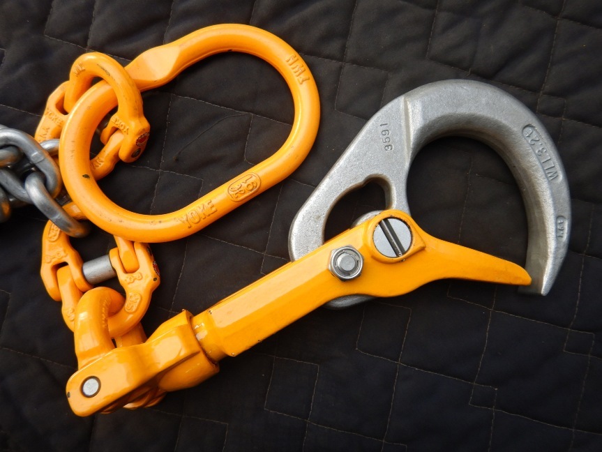 即決税0円中古程度上象印バールセッターBRC-032 敷鉄板吊り具チェーンスリング付 全長1200mm 荷重3,2t ロッキングスイベルフックBR032_画像5