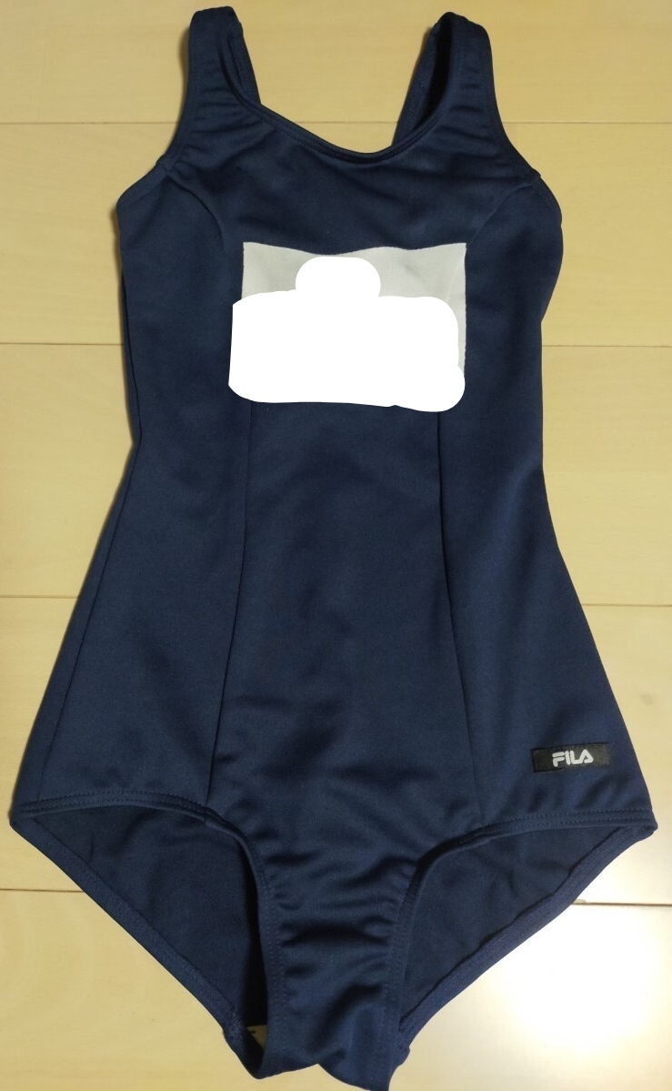 150サイズ FILA フィラ 競泳水着 紺色 ネイビー 女の子用 レディース 水泳 スイミング クリーニング済 ハイカット 1円スタート_画像1
