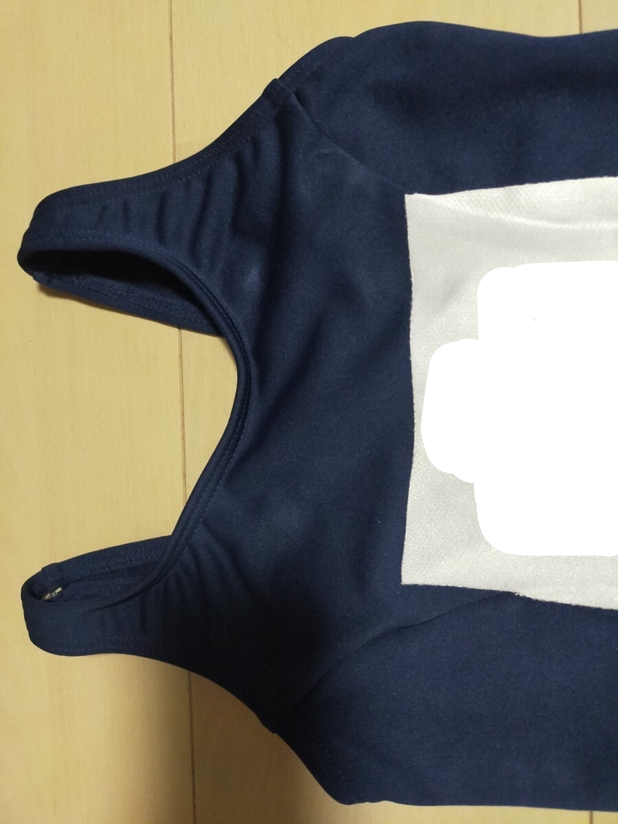 150サイズ FILA フィラ 競泳水着 紺色 ネイビー 女の子用 レディース 水泳 スイミング クリーニング済 ハイカット 1円スタート_画像2