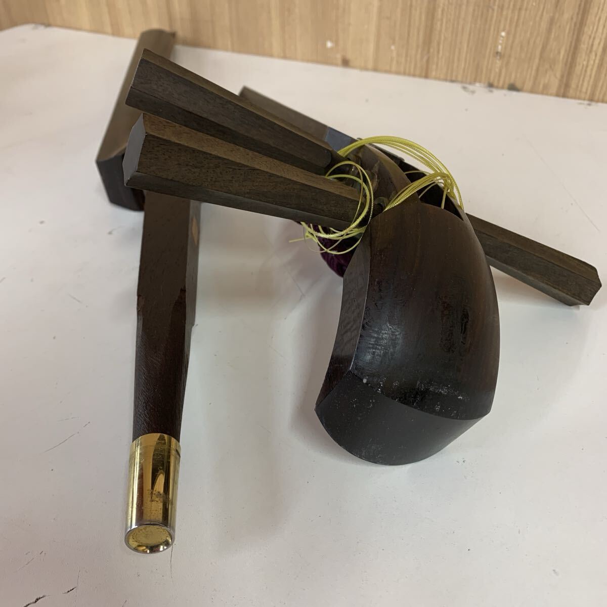 【B-0】 太棹 丸打胴 三味線 和楽器 東さわり 紅木？ 4841-24_画像3