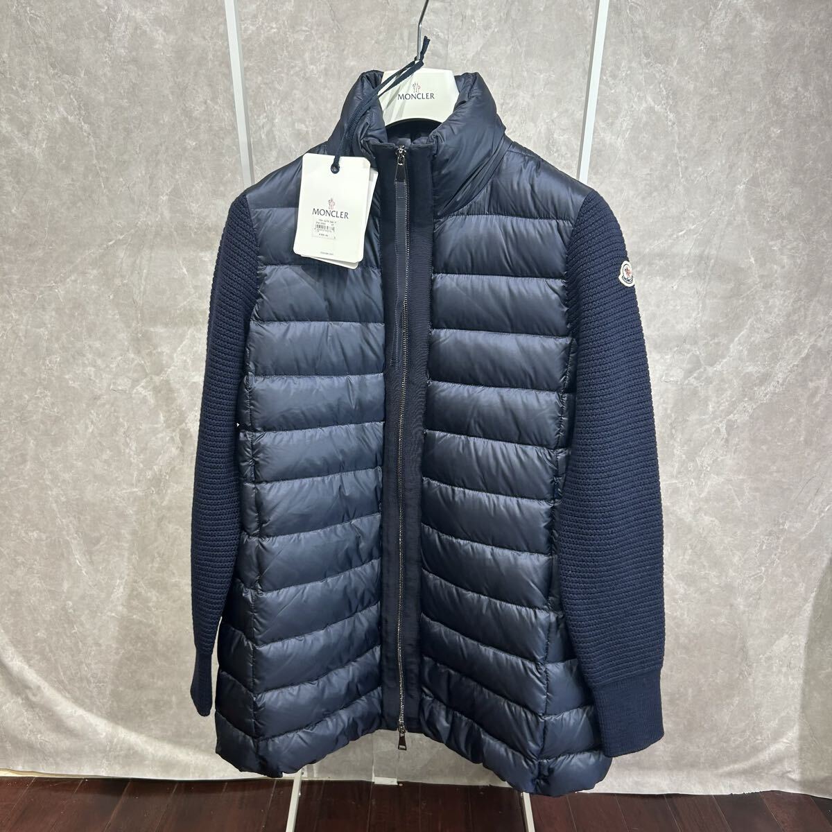 【タグ付き】【極美品】 MONCLER モンクレール ダウンジャケットニットネイビーS_画像1