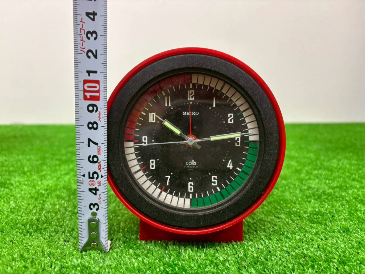S1113D セイコー calls 2JEWELS JAPAN レッド 赤 ゼンマイ式 時計 目覚まし時計 置き時計 インテリア 当時物 昭和 レトロ 日本製 SEIKO _画像2