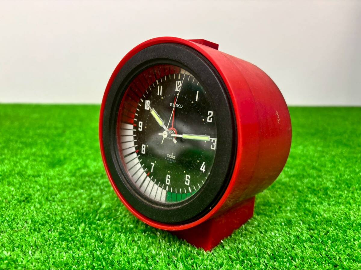 S1113D セイコー calls 2JEWELS JAPAN レッド 赤 ゼンマイ式 時計 目覚まし時計 置き時計 インテリア 当時物 昭和 レトロ 日本製 SEIKO _画像5