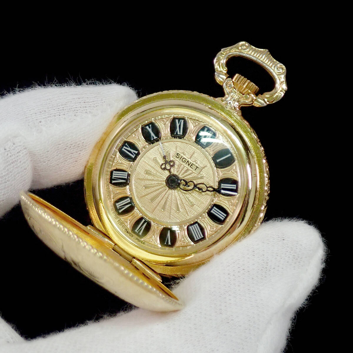 べトラッシュ EB8800 手巻き 懐中時計 ゴールド SIGNET文字盤 点検動作品 Ebauches Bettlach EB 8800_画像4