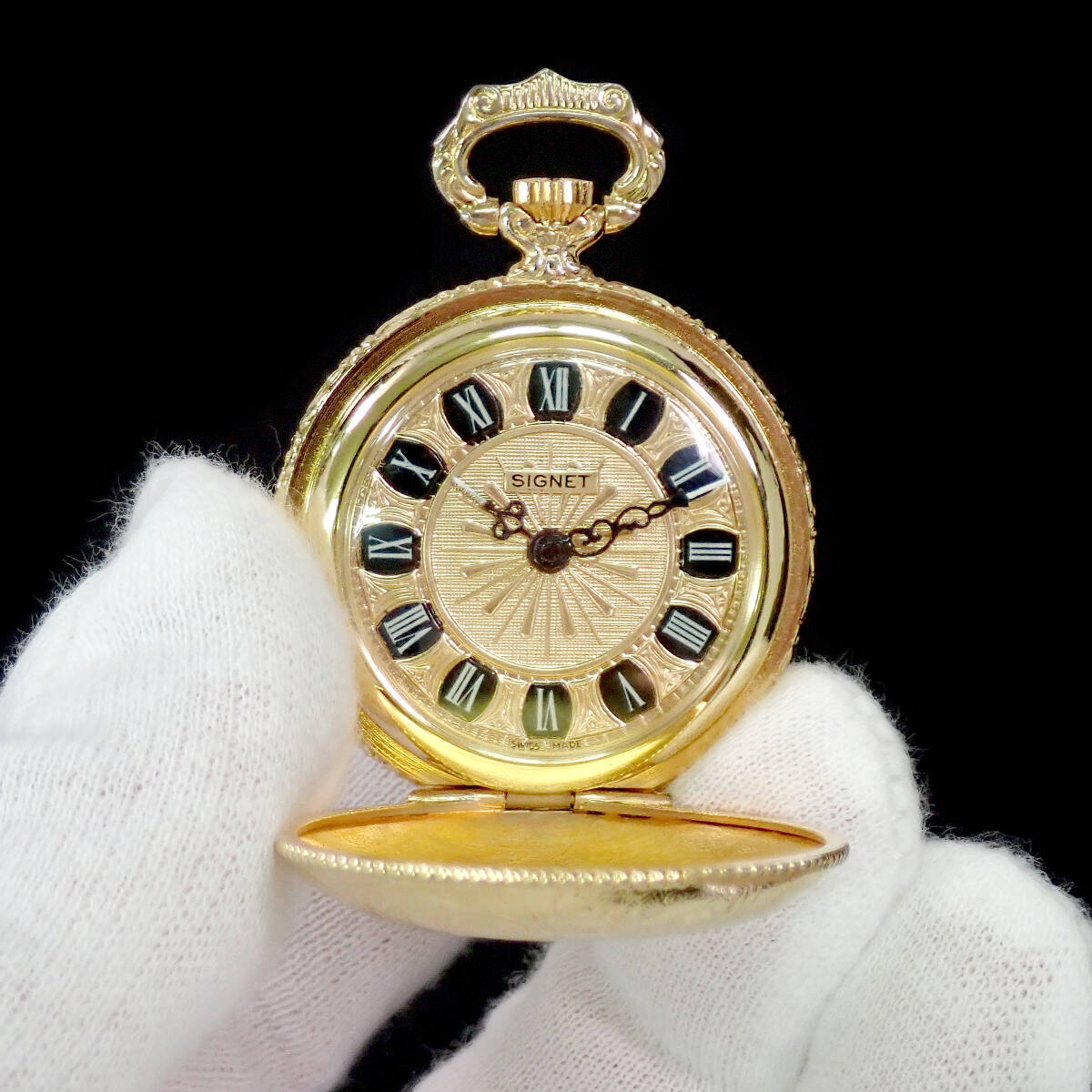べトラッシュ EB8800 手巻き 懐中時計 ゴールド SIGNET文字盤 点検動作品 Ebauches Bettlach EB 8800_画像5