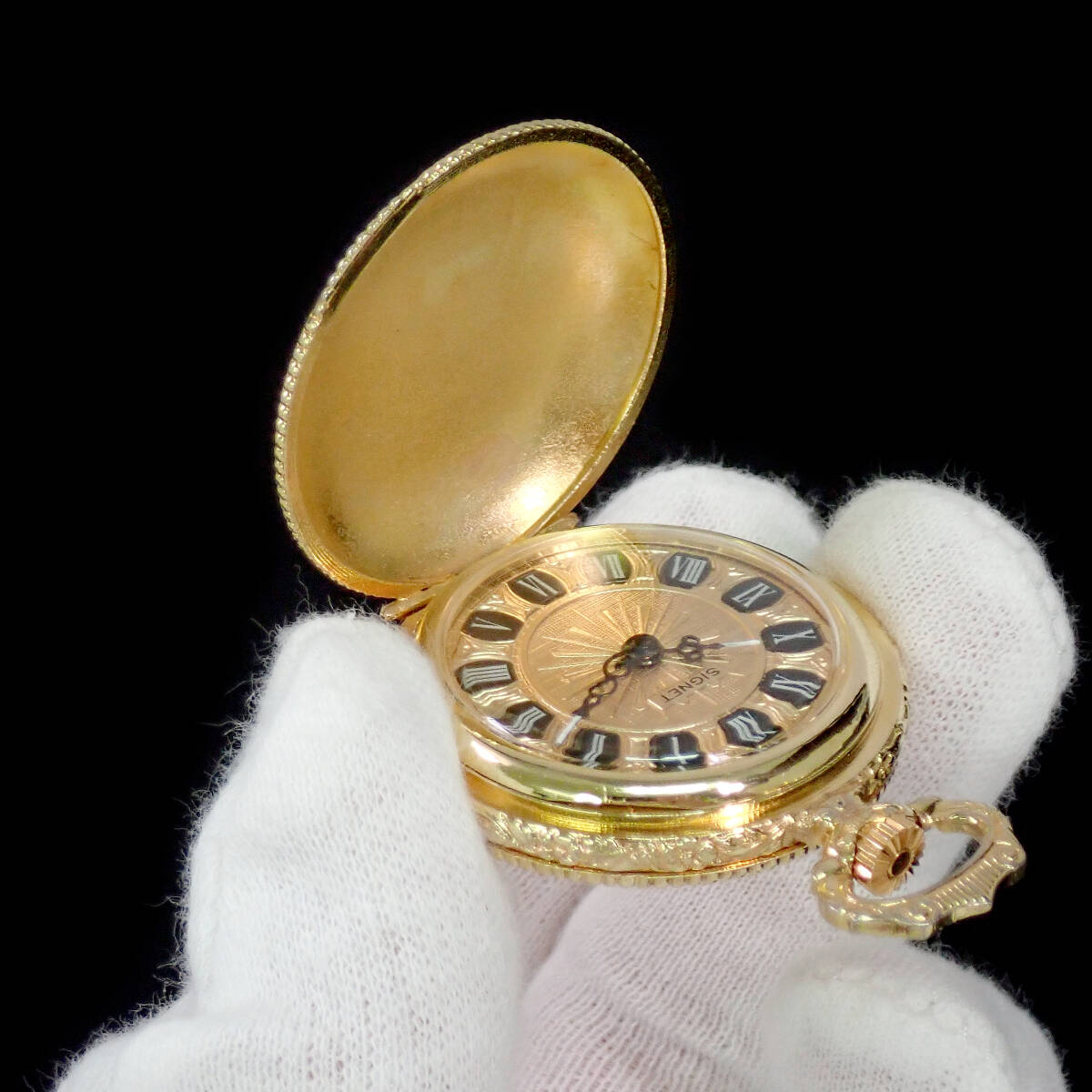 べトラッシュ EB8800 手巻き 懐中時計 ゴールド SIGNET文字盤 点検動作品 Ebauches Bettlach EB 8800_画像6