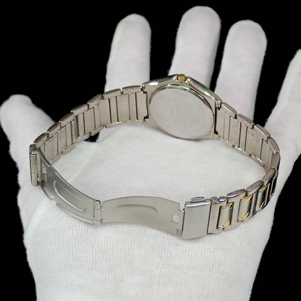 ピエール・カルダン デイト ペア ブルースチール文字盤 点検動作品 pierre cardin_画像4