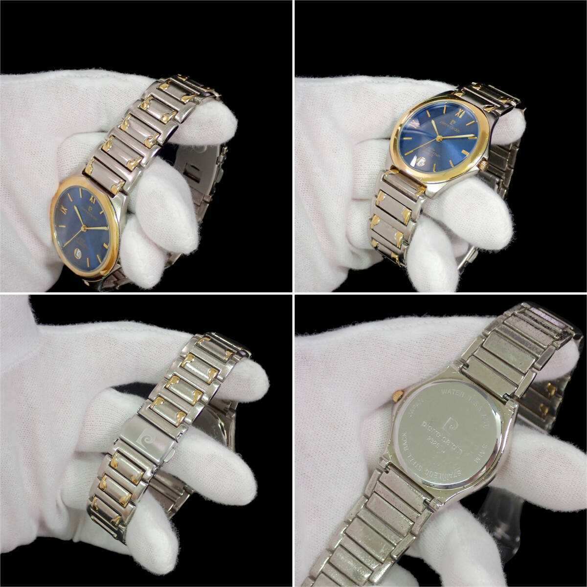 ピエール・カルダン デイト ペア ブルースチール文字盤 点検動作品 pierre cardin_画像5