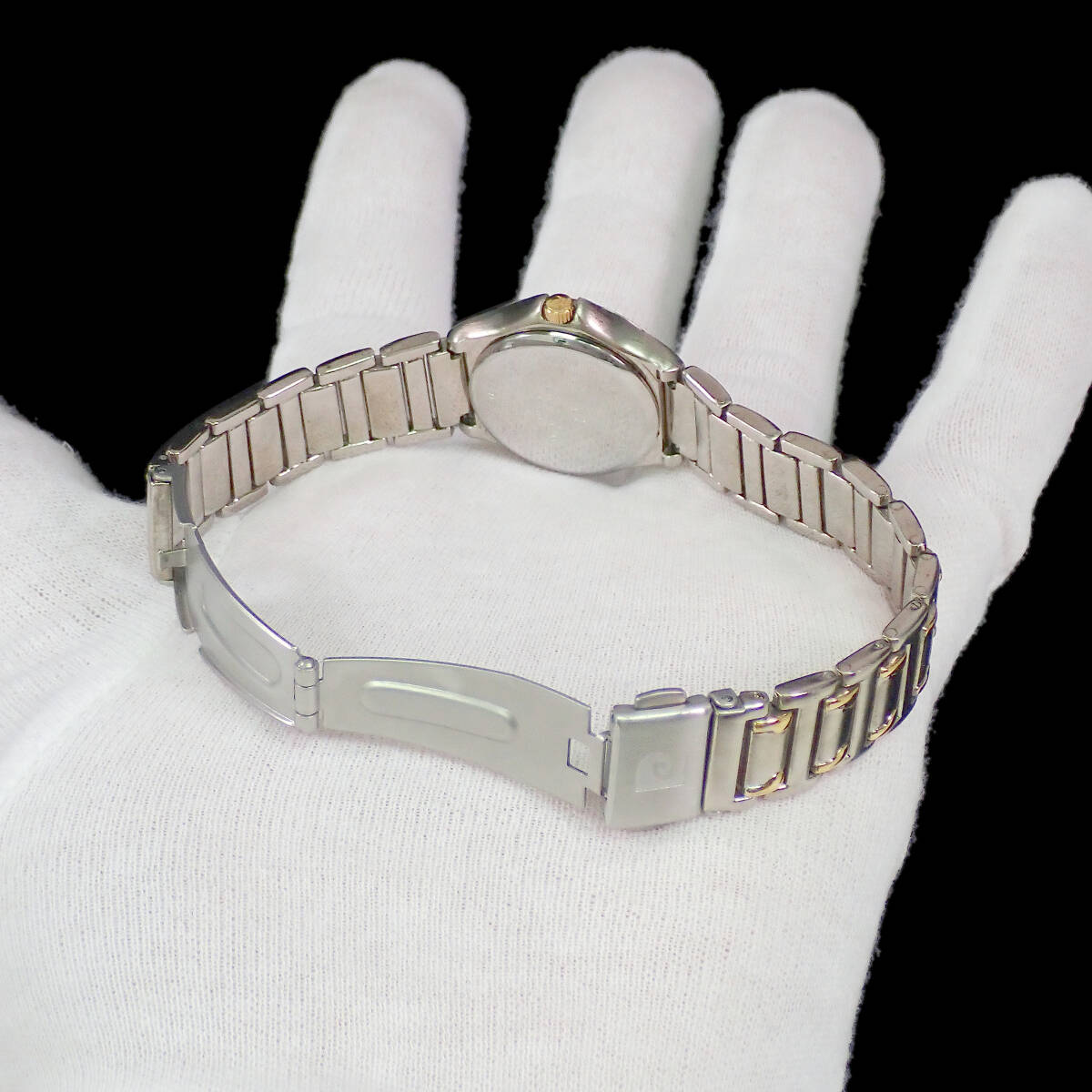 ピエール・カルダン デイト ペア ブルースチール文字盤 点検動作品 pierre cardin_画像8