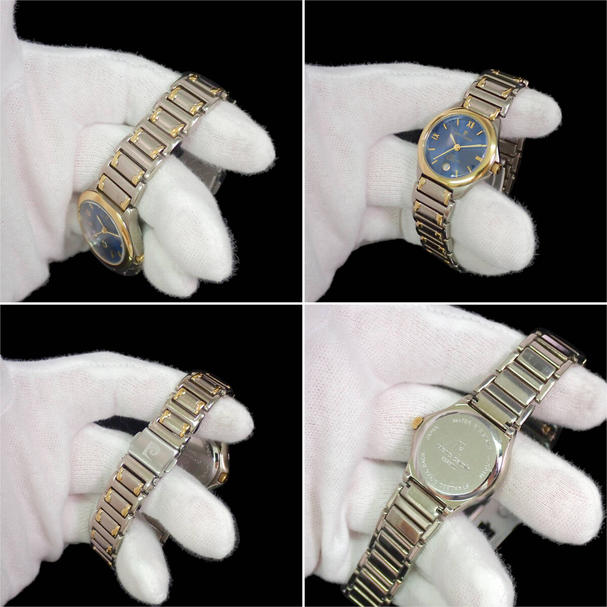 ピエール・カルダン デイト ペア ブルースチール文字盤 点検動作品 pierre cardin_画像9