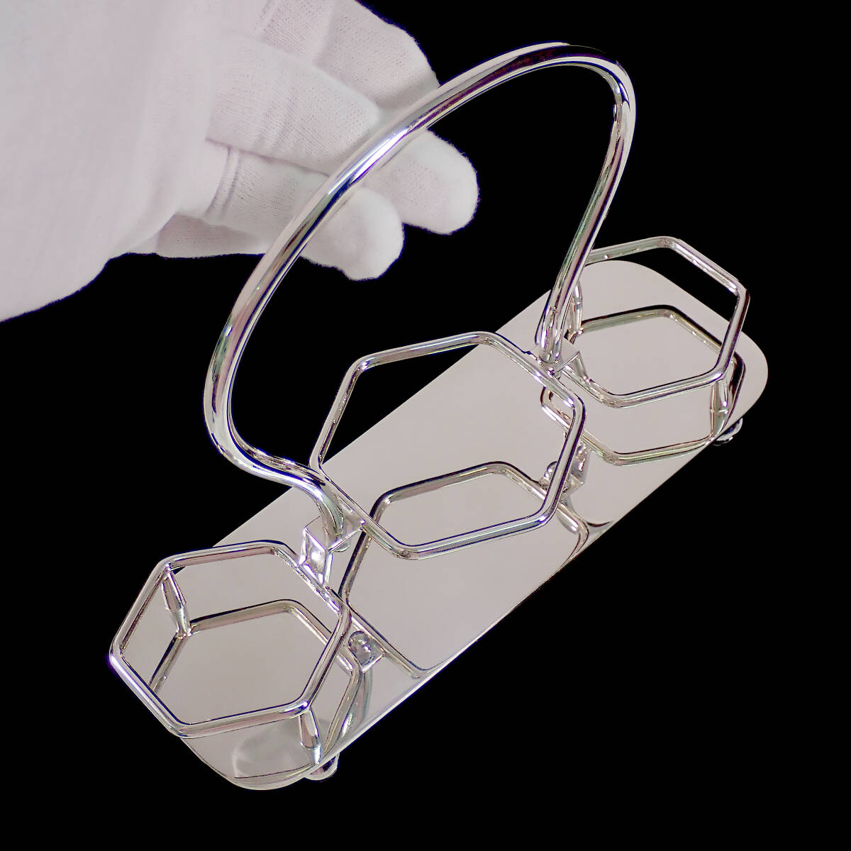 1980's Baccarat MISSOURI MUSTARD POT RACK SET 高16cm バカラ ミズーリ マスタードポット ラックセット_画像9