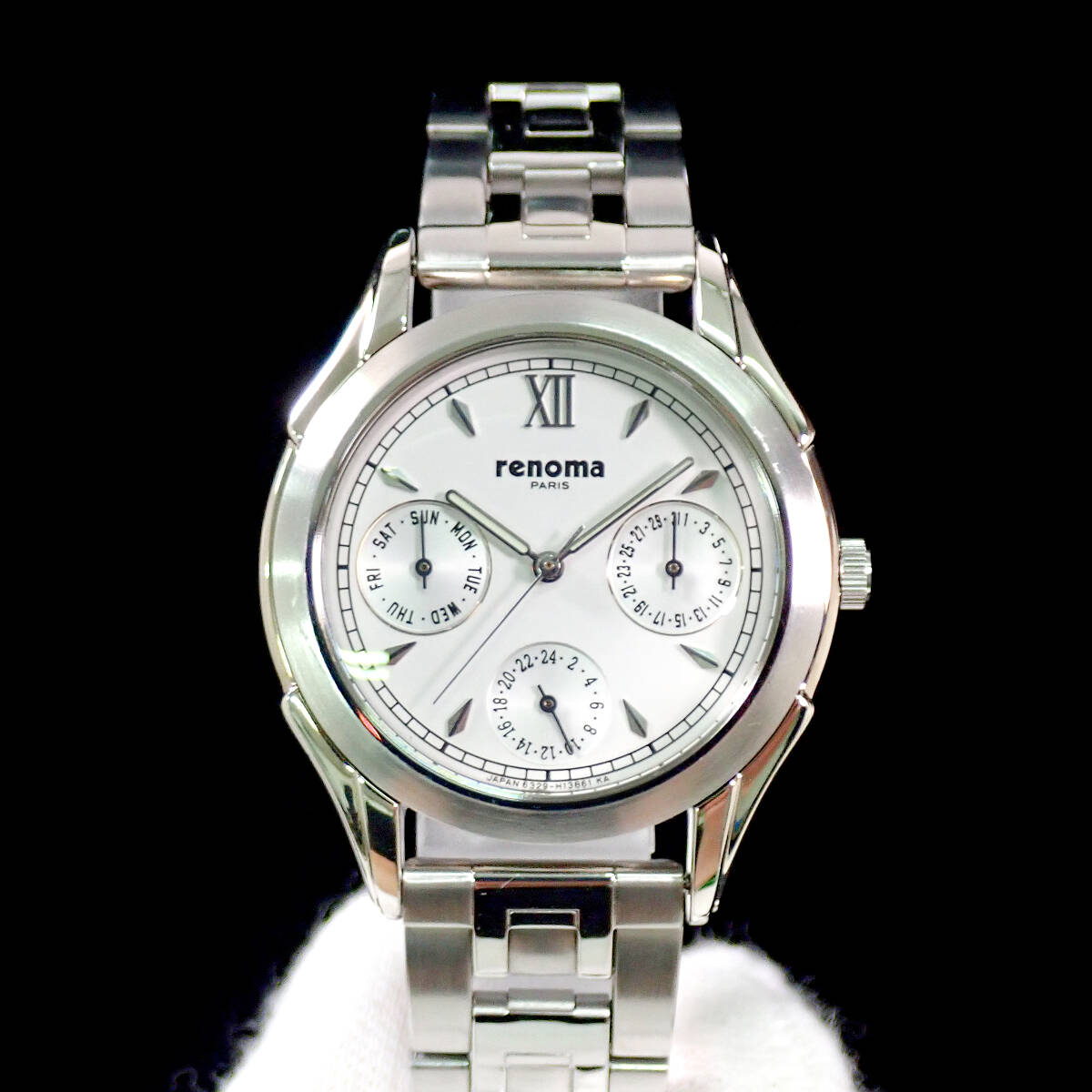 レノマ デイデイト ステンレス／ホワイト文字盤 点検動作品 renoma 6329-H13861 _画像2