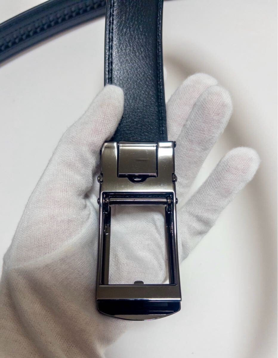 オートロックベルト 130cm メンズ ベルト 本革 カジュアル オートロック ビジネス 穴なし 大きい 大きいサイズ 黒 おしゃれ 無段階調整_画像8